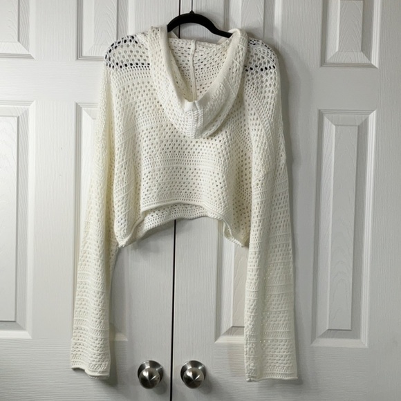 Sincerely Jules White Open Knit Hoodie Top Size XL - Picture 6 of 9